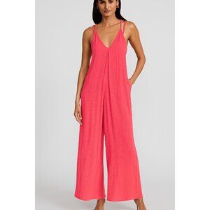 NWT LOVE STITCH PINK RELAXED JUMPSUIT SIZE S